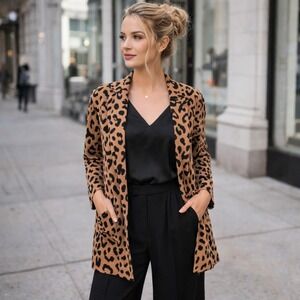 J. Crew Leopard Print Knit Blazer Cardigan Jacket Women's XS